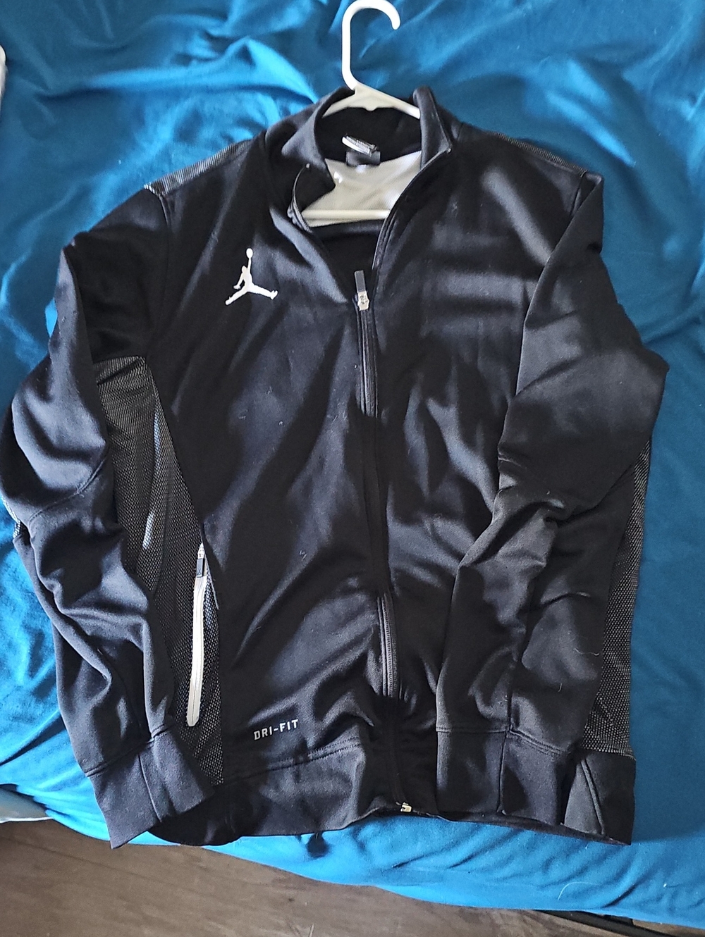 Jordan Black Performance Full-Zip Athletic Jacket with White Logo